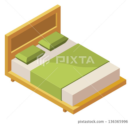 Bed isometric icon. Bedroom furniture. Interior element 136365996