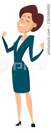 Businesswoman character smiling. Cartoon happy woman winner Businesswoman character smiling. Cartoon happy woman winner 136366000
