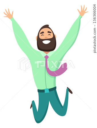 Businessman jumping joyful. Work success cartoon icon Businessman jumping joyful. Work success cartoon icon 136366004