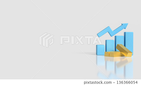 Gold Price Growth Concept With Rising Bar Chart And Arrow 3d render. Gold Price Growth Concept With Rising Bar Chart And Arrow 3d render. 136366054