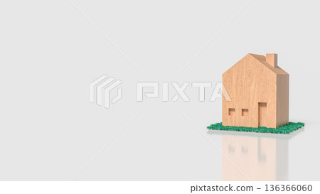 Minimal Wooden House Model for Real Estate Concept 3d render. Minimal Wooden House Model for Real Estate Concept 3d render. 136366060