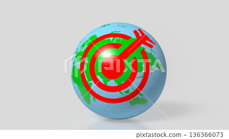 Global Target Market Strategy World Business Concept 3d render. 136366073