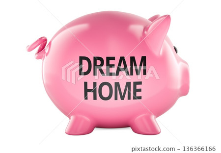 Dream Home Fund, concept with piggy bank. 3D rendering 136366166
