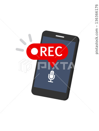 REC icon with smartphone interface vector stock illustration 136366176
