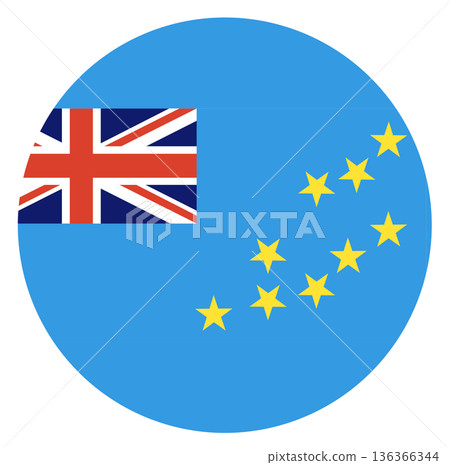 Round flag of Tuvalu isolated in circle shape. 136366344