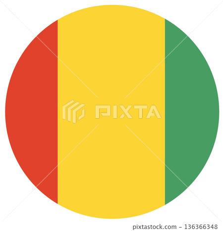 Circle flag of Guinea isolated in circle shape. 136366348