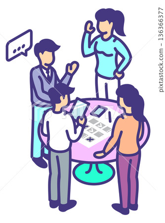 People brainstorm together. Business idea discussing concept People brainstorm together. Business idea discussing concept 136366377