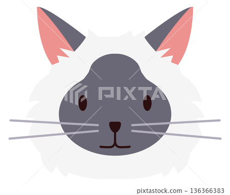 Cat avatar. Skeptical expression emoji. Kitten icon 136366383