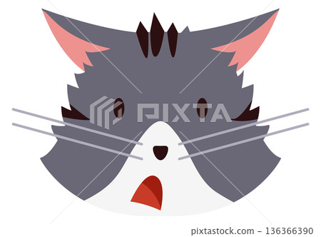 Scared cat expression. Frightened animal cartoon icon Scared cat expression. Frightened animal cartoon icon 136366390