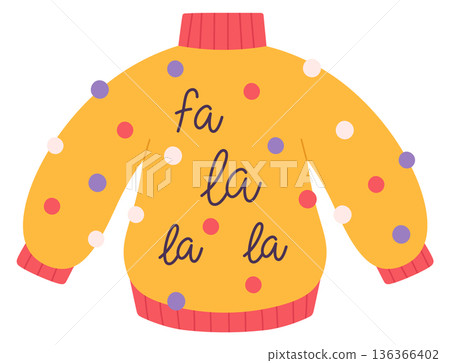 Wool sweater with decorative christmas fabric print icon Wool sweater with decorative christmas fabric print icon 136366402