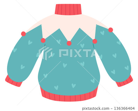 Winter holiday party ugly sweater color icon 136366404