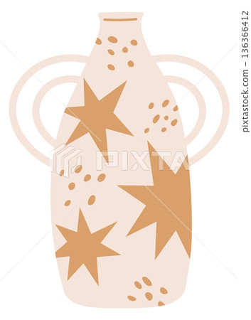 Handmade vase with star ornament. Cute cozy pottery Handmade vase with star ornament. Cute cozy pottery 136366412