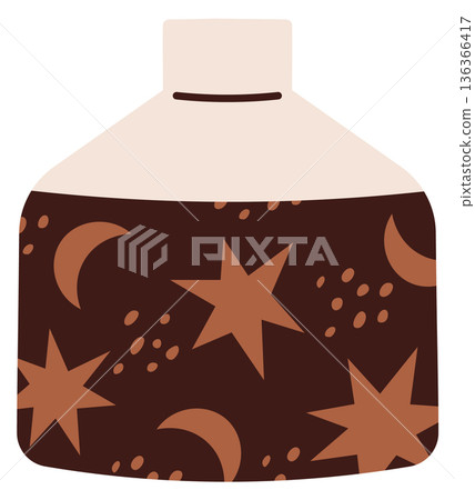 Pottery icon. Clay vase with cozy night design Pottery icon. Clay vase with cozy night design 136366417