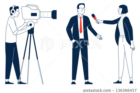 Politician interview record. Journalist make reportage about famous person 136366457