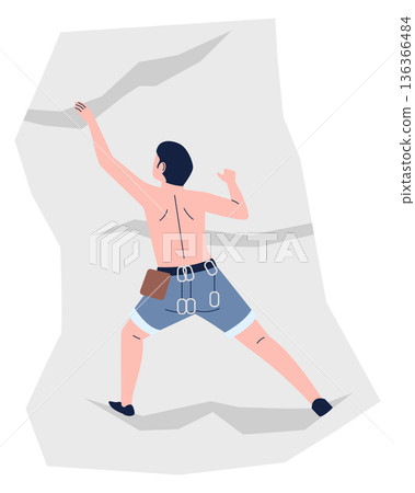 Man climbing rock. Extreme sport color icon 136366484