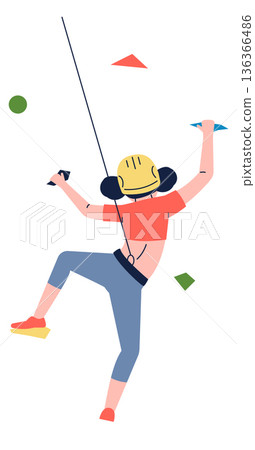 Sport climbing athlete character. Alpine tourism mascot Sport climbing athlete character. Alpine tourism mascot 136366486