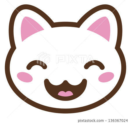 Laughing cat face. Kawaii animal emoji icon 136367024