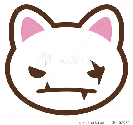 Angry cat emoji. Evil face animal icon Angry cat emoji. Evil face animal icon 136367025