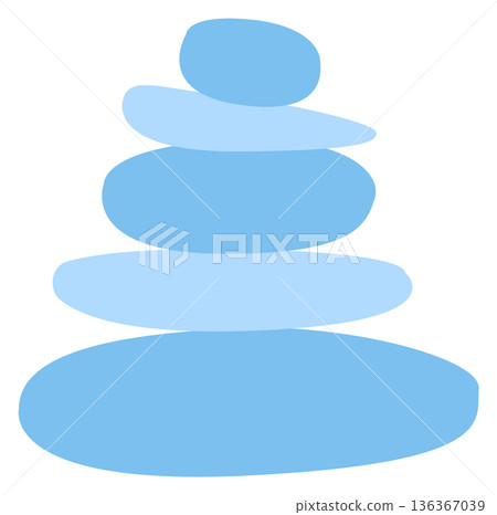 Stacking stones icon. Balanced round blue rocks Stacking stones icon. Balanced round blue rocks 136367039