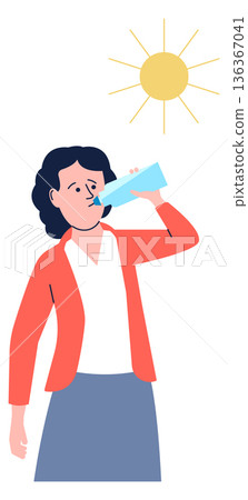 Thirst concept. Woman drink water from plastic bottle Thirst concept. Woman drink water from plastic bottle 136367041