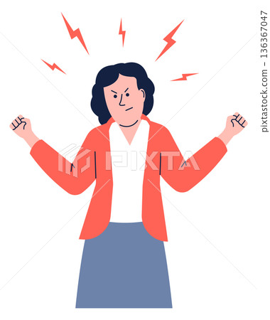 Angry irritated woman. Negative mood cartoon icon 136367047