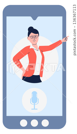 Online teacher at phone screen. Digital college education Online teacher at phone screen. Digital college education 136367113