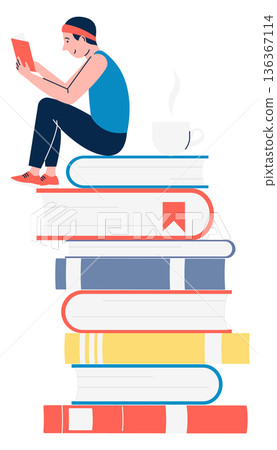 Digital education icon. Online knowledge study library 136367114