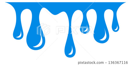 Dripping water top border. Blue paint drops Dripping water top border. Blue paint drops 136367116