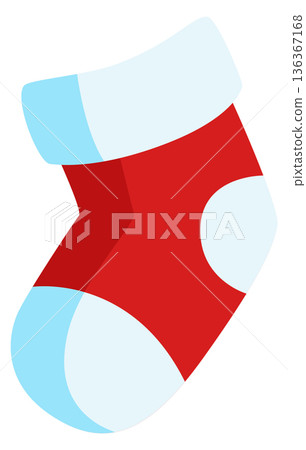Christmas sock. Cartoon holiday stocking. Traditional decoration Christmas sock. Cartoon holiday stocking. Traditional decoration 136367168