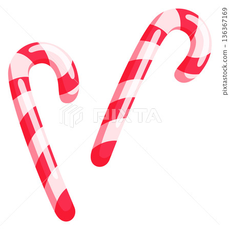Candy cane cartoon icon. Christmas sweet symbol Candy cane cartoon icon. Christmas sweet symbol 136367169