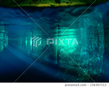 Underwater caves and limestone caves in the ocean of Palau Diving scenery Underwater caves and limestone caves in the ocean of Palau Diving scenery 136367313