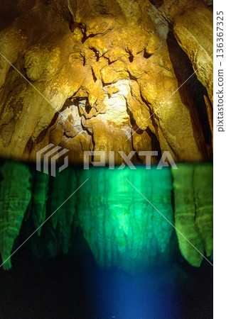 Underwater caves and limestone caves in the ocean of Palau Diving scenery Underwater caves and limestone caves in the ocean of Palau Diving scenery 136367325
