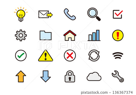 Bold line icon set for office and work 136367374