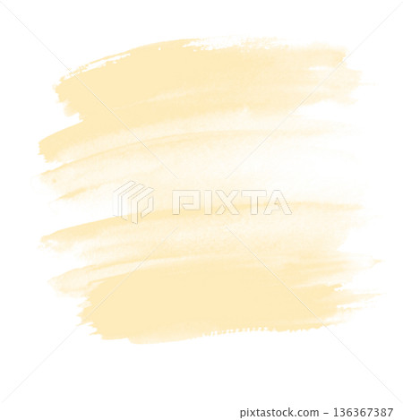 Watercolor light yellow paint splash with soft brush strokes and uneven edges. Illustration for backgrounds, overlays, lettering, posters, packaging or modern stationery elements. 136367387