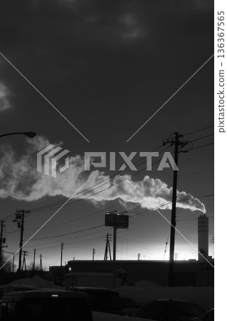 Monochrome chimney smoke Monochrome chimney smoke 136367565