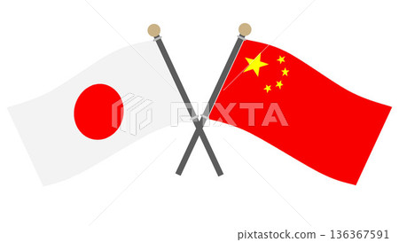 國旗日本和中國 136367591