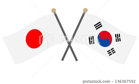 日本和韓國的國旗 136367592