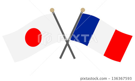 日本和法國國旗 136367593