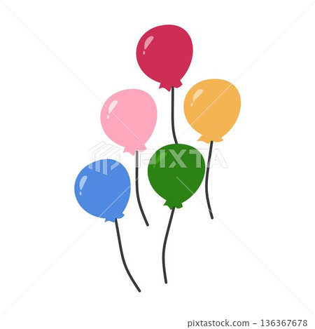 Bunch of balloons. Colored balloons in simple illustration Bunch of balloons. Colored balloons in simple illustration 136367678