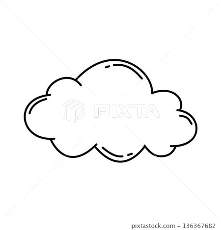 Cartoon White Cloud Shape Illustration, Cartoon Cloud with Black Outline 136367682