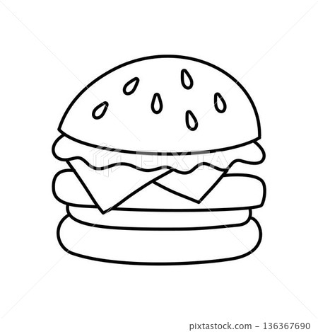 Cute Burger Outline Illustration for Kids Coloring Book Cute Burger Outline Illustration for Kids Coloring Book 136367690