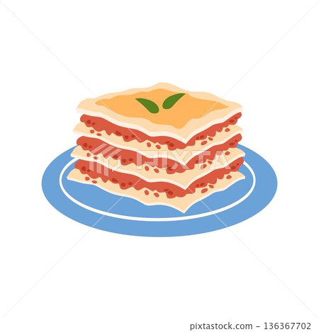 Italian Lasagna Dish Served on Plate Italian Lasagna Dish Served on Plate 136367702
