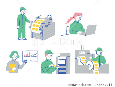 工廠工人從事印刷工作_顏色 136367711