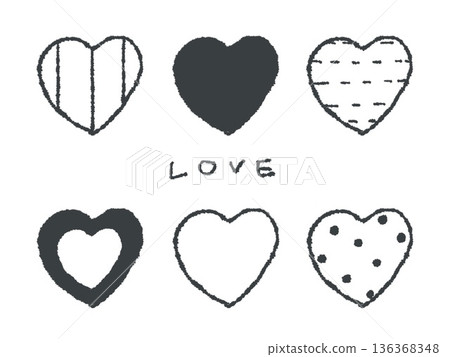 A hand-drawn illustration of a heart that can be used as an icon or symbol mark in design. 136368348