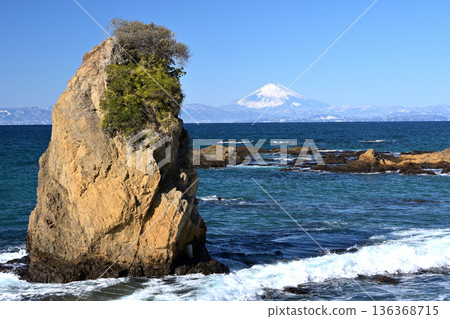 Mount Fuji in winter as seen from Tateishi Park 136368715