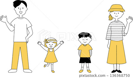 揮手致意的單色家庭 揮手致意的單色家庭 136368750