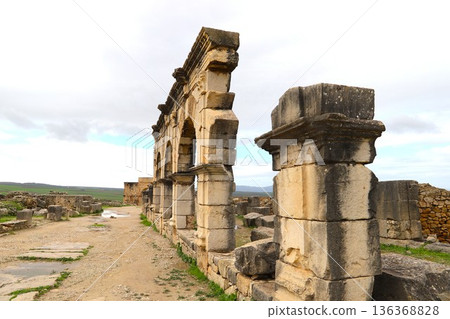 World Heritage Site of Morocco's Volubilis Ruins, distant view 5 World Heritage Site of Morocco's Volubilis Ruins, distant view 5 136368828