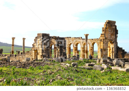 World Heritage Site of Morocco's Volubilis Ruins, distant view 2 World Heritage Site of Morocco's Volubilis Ruins, distant view 2 136368832
