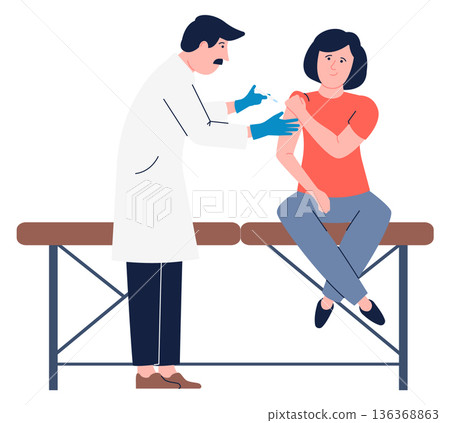 Doctor make vaccine injection. Medical shot concept Doctor make vaccine injection. Medical shot concept 136368863
