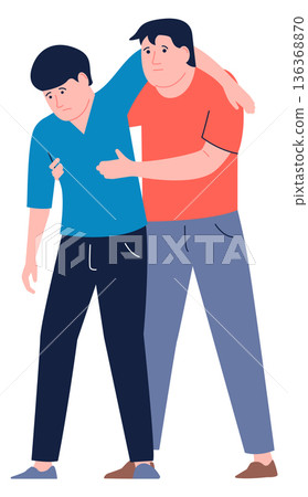 Man help injured person to walk. Medical emergency illustration 136368870